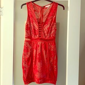 Red lace dress
